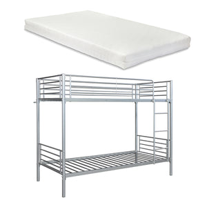 Metall-Etagenbett Soppsar mit 2 Matratzen 200x90 cm Silber [en.casa]