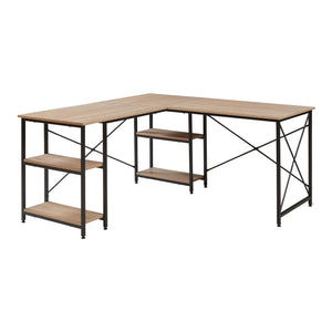 Schreibtisch Klirurud mit 2 Regalen L-förmig 150x150x75 cm Eicheoptik [en.casa]
