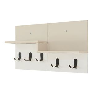Wandgarderobe Botaruvn mit 2 Ablagen 34x59x13 cm Beige/Weiß [en.casa]