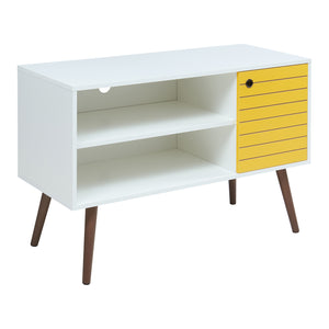 Fernsehschrank Vare 100x40x66 cm Weiß/Gelb [en.casa]