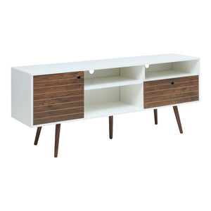 Fernsehschrank Vare 165x40x66 cm Weiß/Walnussoptik [en.casa]