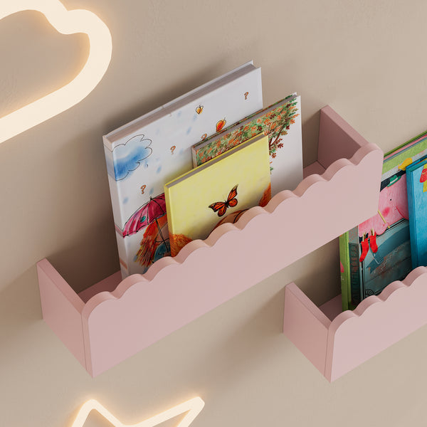 Kinder-Wandregal 2er Set Vestnes 40x10x10 cm Cotton Candy [en.casa]