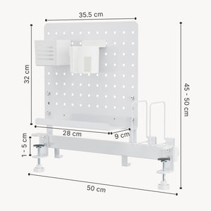 Schreibtisch-Organizer Sauda zum Anklemmen 50x50 cm Stahl Weiß [en.casa]