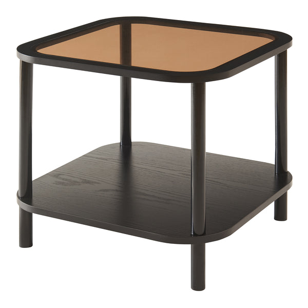 Beistelltisch Latama mit Glasplatte 51x51x45 cm Schwarz/Bronzeglas [en.casa]