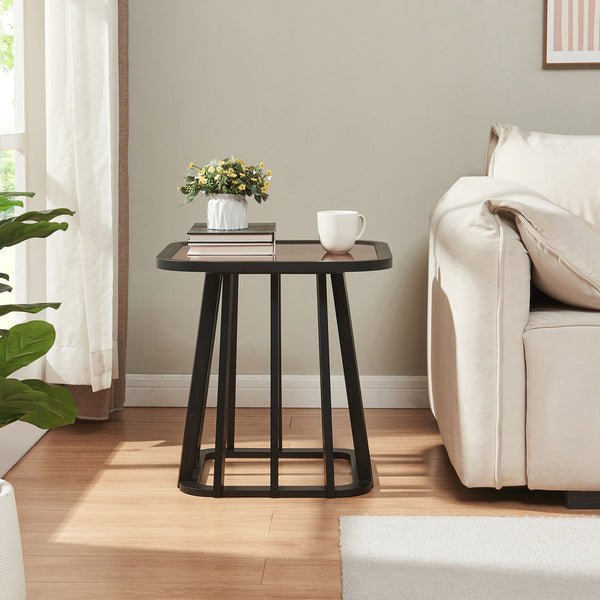 Beistelltisch Burgess 51x51x51 cm Schwarz/Walnussoptik [en.casa]