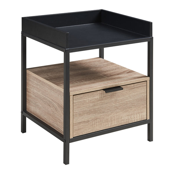 Nachttisch Belana 51x40x35 cm Schwarz/Eicheoptik [en.casa]