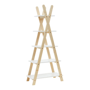 Bücherregal Vanlilu Kiefernholz 145x65x32 cm Natur/Weiß [en.casa]