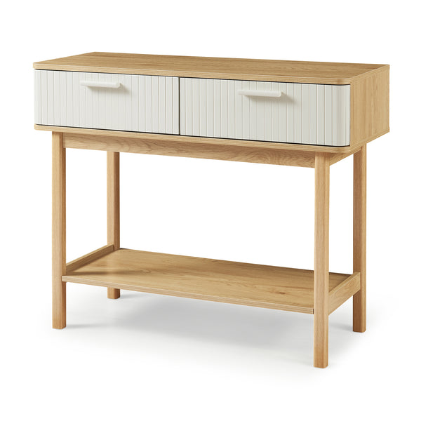 Konsolentisch Ferrersp mit 2 Schubladen 100x40x80 cm Eicheoptik/Sandfarben [en.casa]