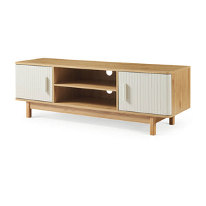 Fernsehschrank Ferrersp mit 2 Türen 140x40x45 cm Eicheoptik/Sandfarben [en.casa]