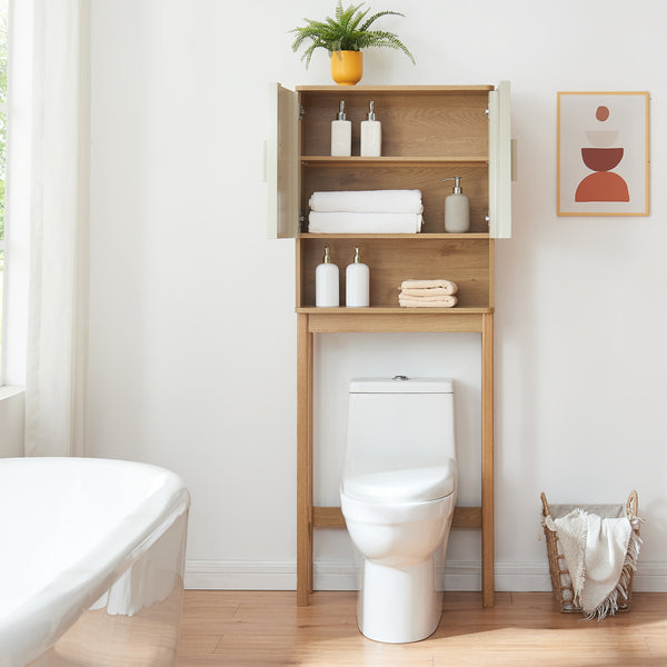 Toilettenschrank Ferrersp 160x63x20 cm Eicheoptik/Sandfarben [en.casa]