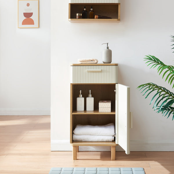 Badezimmerschrank Ferrersp 80x40x35 cm Eicheoptik/Sandfarben [en.casa]