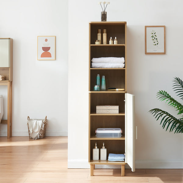 Hochschrank Ferrersp 160x42x35 cm Eicheoptik/Sandfarben [en.casa]