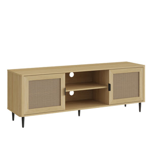 Fernsehschrank Lukhomso 152x40x54 cm Eicheoptik/Rattanoptik [en.casa]