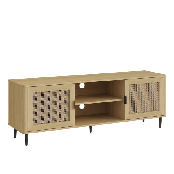 Fernsehschrank Lukhomso 152x40x54 cm Eicheoptik/Rattanoptik [en.casa]