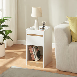 Nachttisch Lure 55x30x35 cm Weiß/Eicheoptik [en.casa]