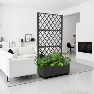 Trennwand Malja mit Blumenkasten Stahl 190x82x38 cm Schwarz [casa.pro]