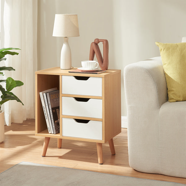 Nachttisch Bordkak 55x48x30 cm Eicheoptik/Weiß [en.casa]