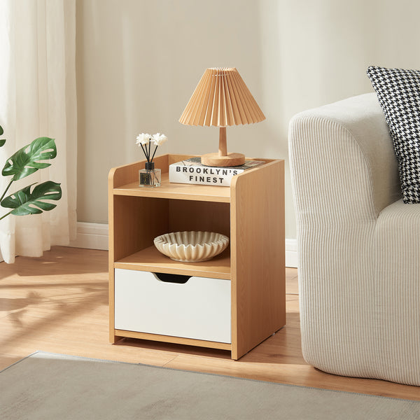 Nachttisch Bordkak 45x36x34 cm Eicheoptik/Weiß [en.casa]