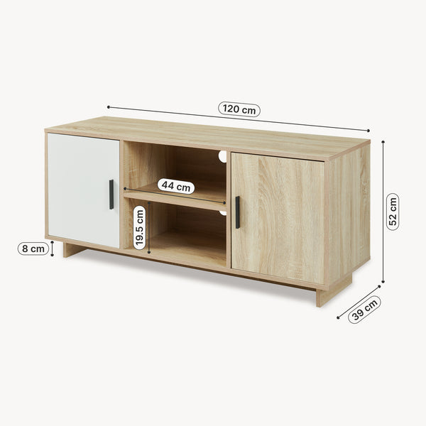 Fernsehschrank Kenta 120x39x52 cm Sonoma-Eicheoptik/Weiß [en.casa]