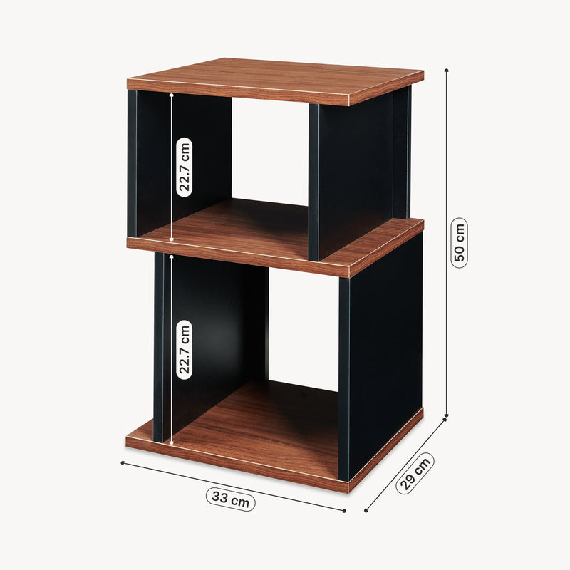 Maßskizze Beistelltisch Trond 50x33x29 cm Schwarz/Walnussoptik [en.casa]