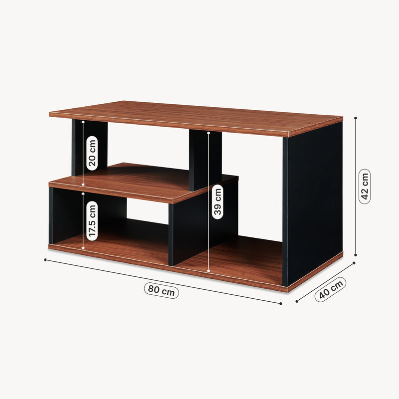 Maßskizze Couchtisch Trond 80x40x42 cm Schwarz/Walnuss [en.casa]
