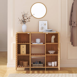 Beistellschrank Hakseri 2-tlg. 87x99x33 cm Bambus Natur [en.casa]