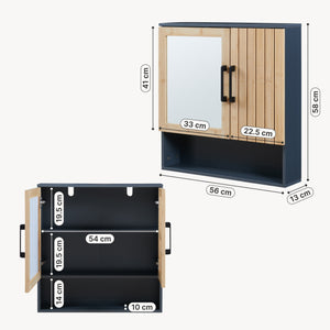 Spiegelschrank Svanes 58x56x13 cm Dunkelgrau/Natur [en.casa]