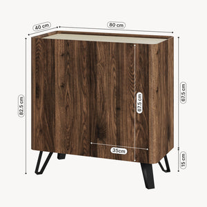 Kommode Trorlon 83x80x40 cm Walnussoptik/Travertin [en.casa]