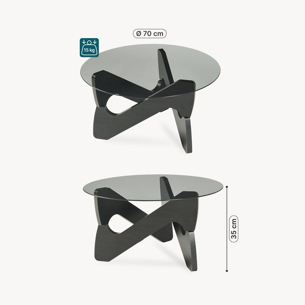 Couchtisch Reypio Ø70x35 cm Schwarz/Grau [en.casa]