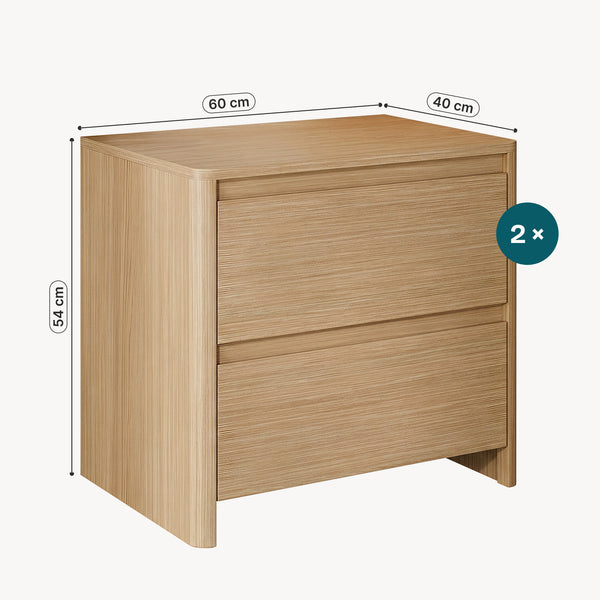 Nachttisch Takranmaa 2er Set 54x60x40 cm Eicheoptik [en.casa]