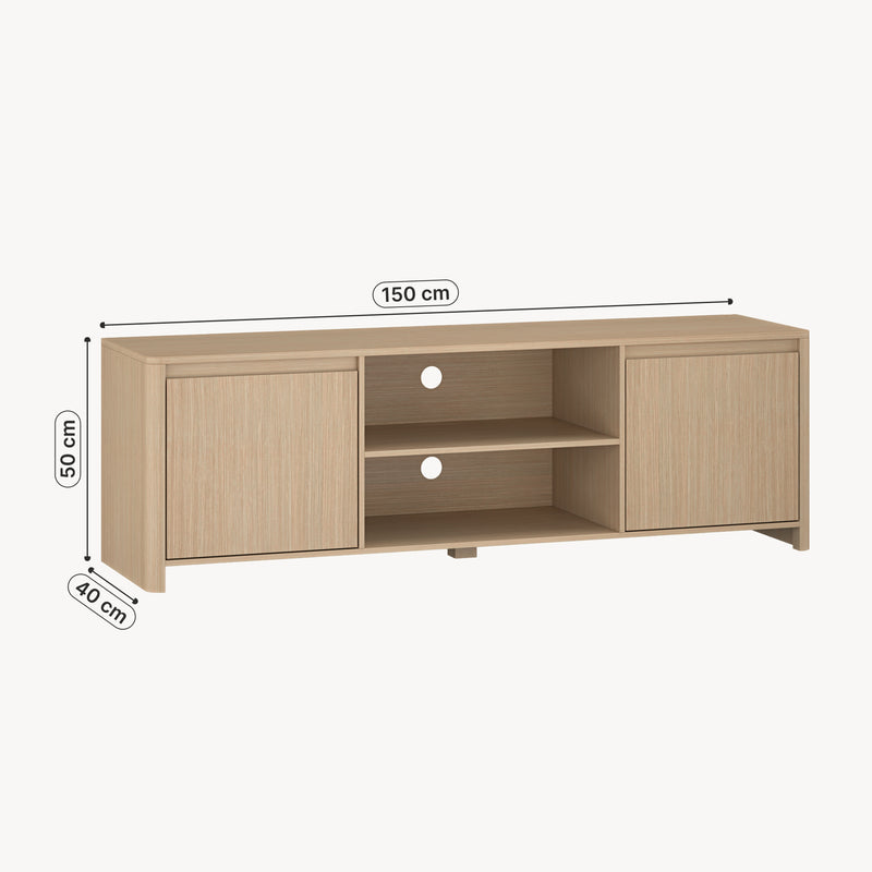 Maßskizze Fernsehschrank Takranmaa 150x40x50 cm Eicheoptik [en.casa]