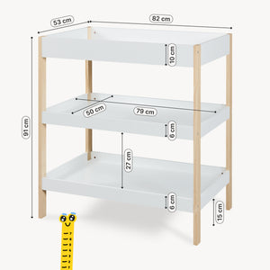 Wickeltisch Oupilu mit 2 Ablagen 91x82x53 cm Weiß [en.casa]