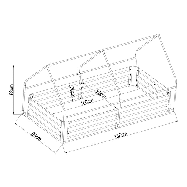 Hochbeet mit Gewächshaus Balsorano 186x96x98 cm [en.casa]