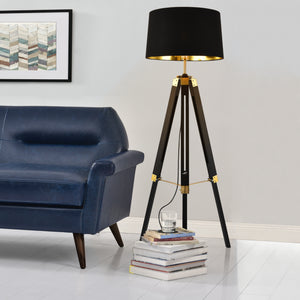 Stehleuchte Karlsbad 145 cm Schwarz Messingfarben lux.pro