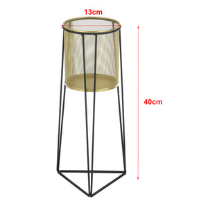2er-Set Pflanzständer Roosdaal aus Metall Schwarz Messingfarben en.casa