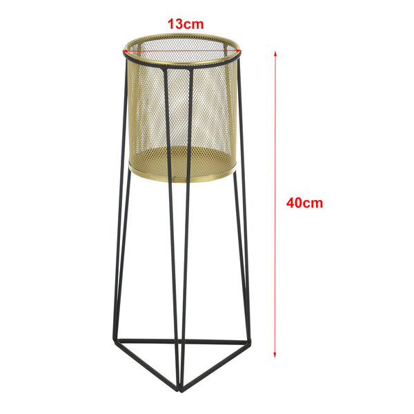 2er-Set Pflanzständer Roosdaal aus Metall Schwarz Messingfarben en.casa
