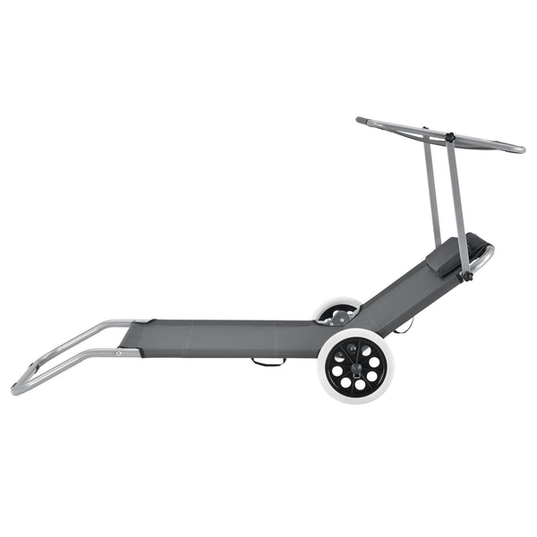 2er-Set Sonnenliege Falun mit Dach und Rollen Anthrazitgrau casa.pro