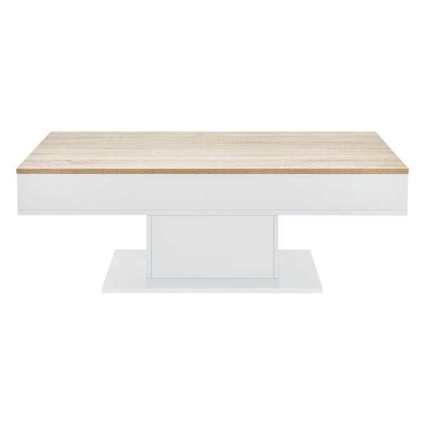 Couchtisch Lünen 40x110x60cm mit 2 Staufächer Eicheoptik Weiß en.casa