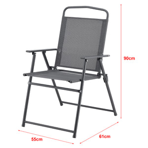 Gartenmöbel-Set Milagro Stühle mit Tisch 4 Stühlen und Sonnenschirm Schwarz Dunkelgrau en.casa