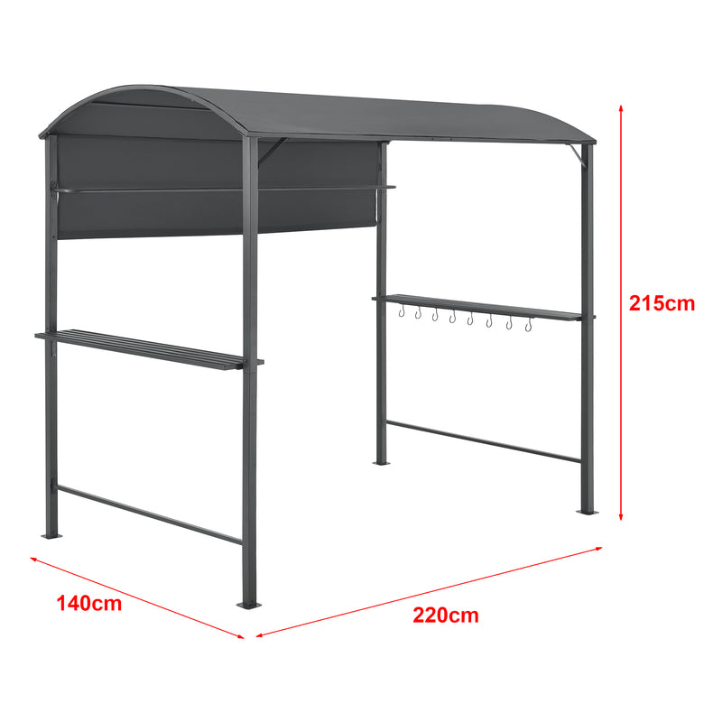 Maßskizze Grillpavillon Pyrgos 215x220x140 cm Dunkelgrau [en.casa]