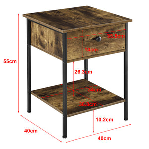 Beistelltisch Fagersta 40x40x55cm Dunkler Holzton en.casa