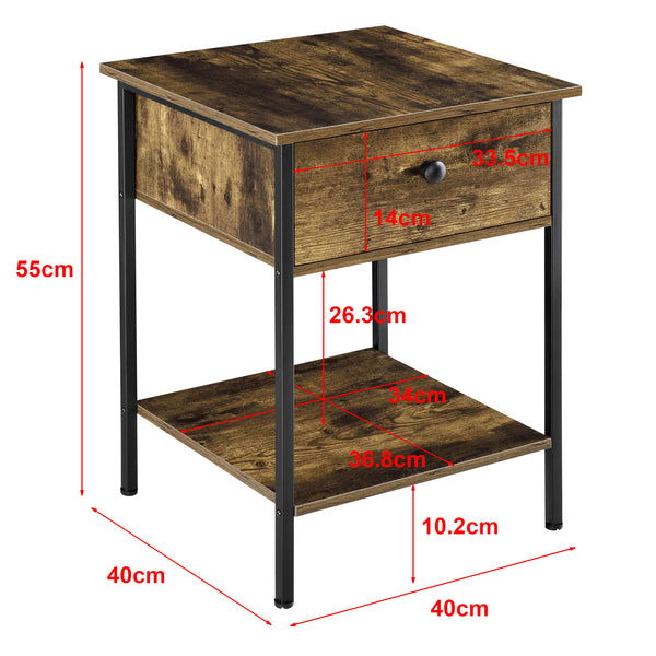 Beistelltisch Fagersta 40x40x55cm Dunkler Holzton en.casa