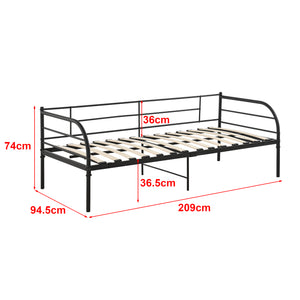 Metallbett Falun 90x200cm mit Matratze Schwarz en.casa