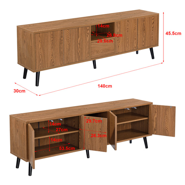 Fernsehtisch Hedemora 140x30x45,5 cm Dunkler Holzton en.casa