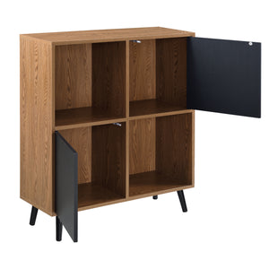 Beistellschrank Heby 93x80x30 cm Dunkler Holzton/Schwarz en.casa