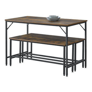 Esstisch- und Bank Set Pajala Schwarz/Dunkler Holzton en.casa