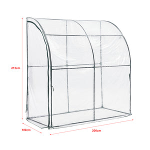 Wand-Gewächshaus Juta 100x200x215cm PVC Folie Transparent [en.casa]