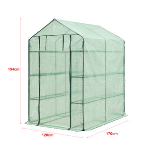 Gewächshaus Vale mit Ablagen 120x170x194cm Grün [en.casa]
