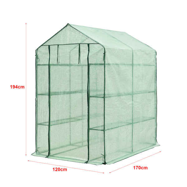 Gewächshaus Vale mit Ablagen 120x170x194cm Grün [en.casa]
