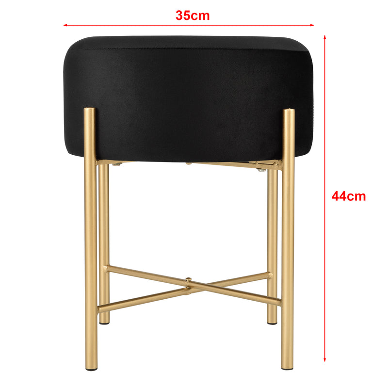 Maßskizze Sitzhocker Kungälv Polsterhocker bis 100 kg Schwarz/Messingfarben [en.casa]